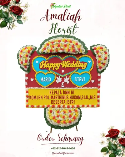 Karangan Papan Bunga Pernikahan di Enggal